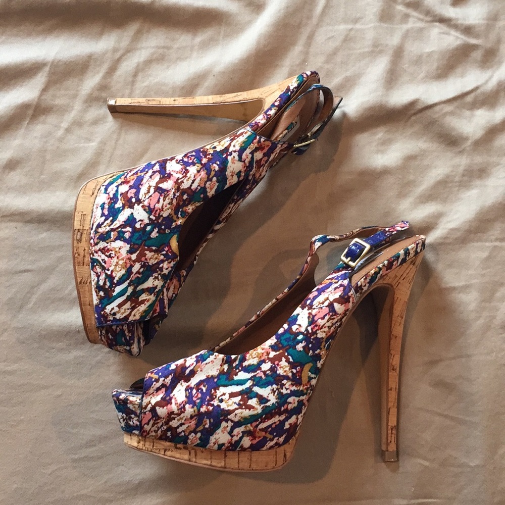 Multi-color Steve Madden platform heels